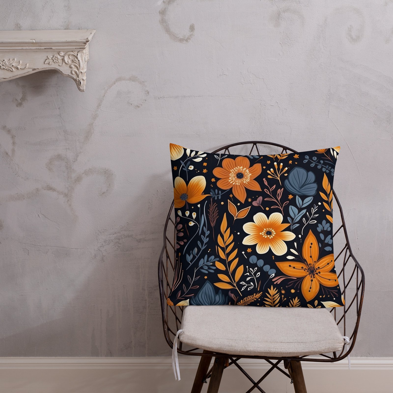 Boho Floral Design T7 Premium Pillow