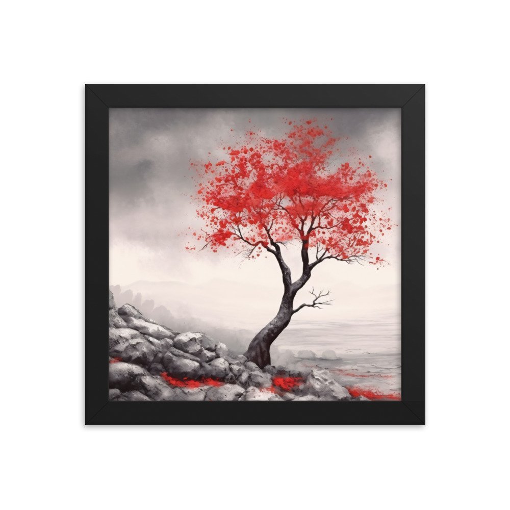 Abstract Red Tree Framed poster