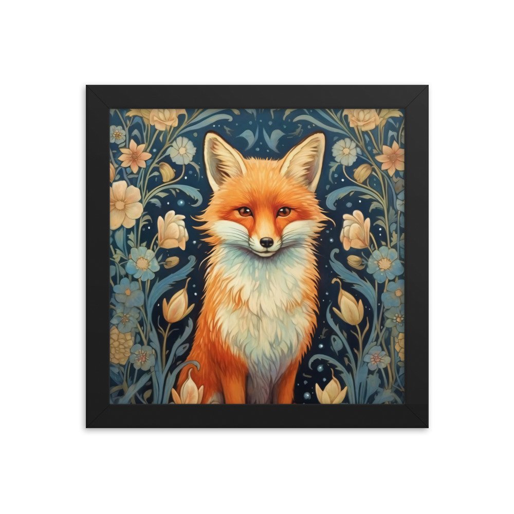 Floral Fox Framed poster