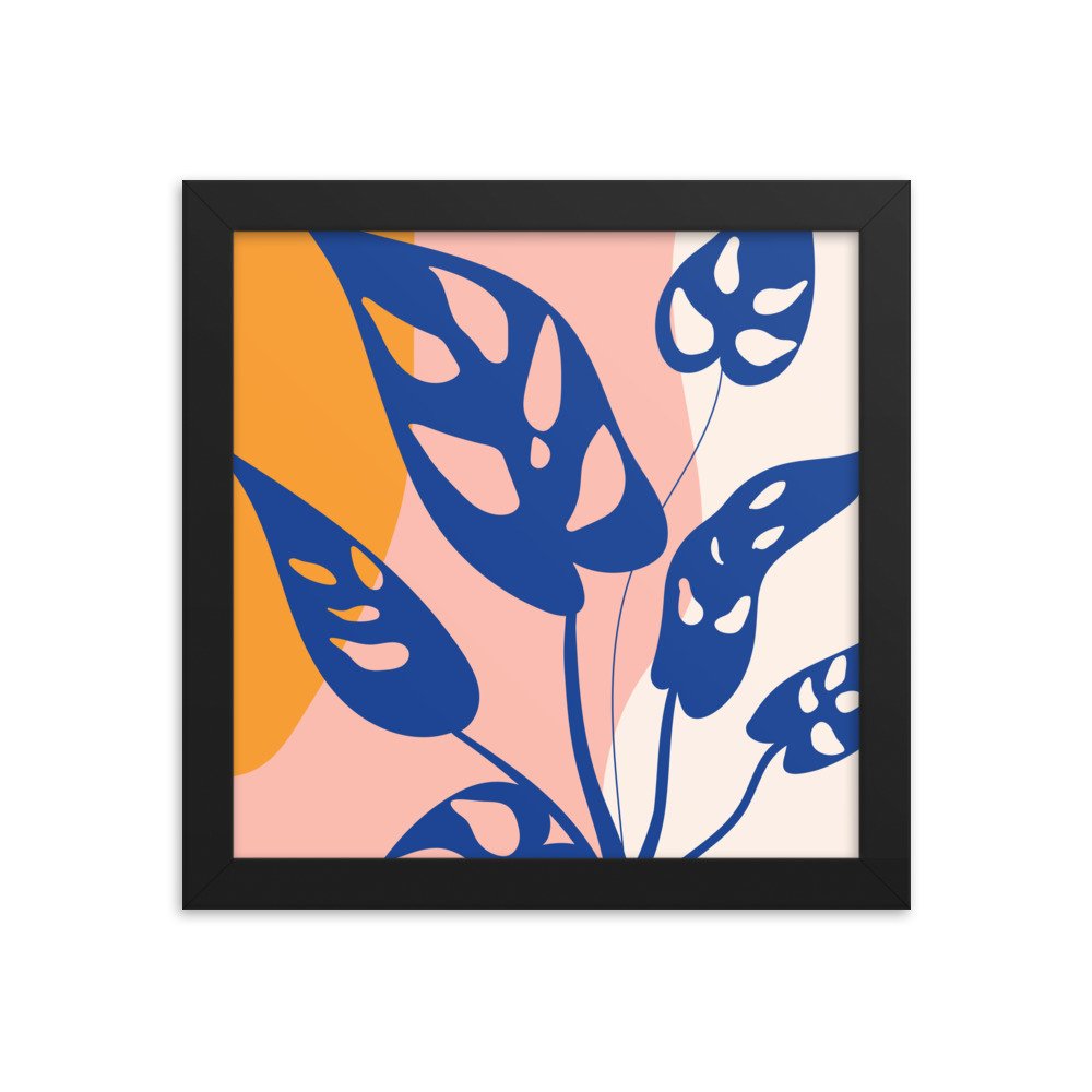 Blue Leaf Love Framed poster