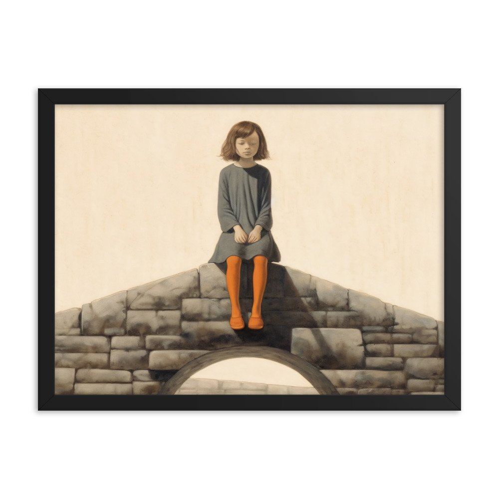 Girl On Bridge Framed poster