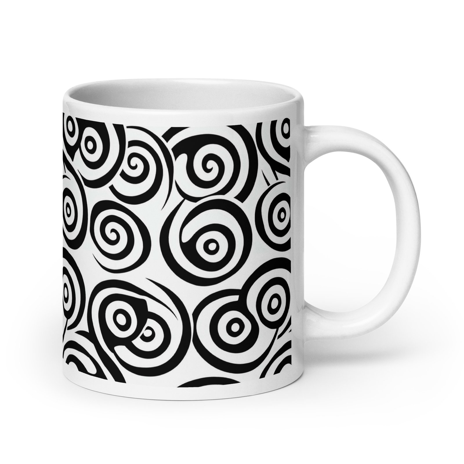 Black Spiral White glossy mug
