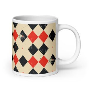 Red and Black Diamond White glossy mug