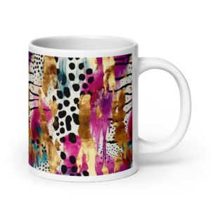 Cheetah Design Colorful White glossy mug